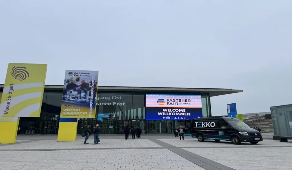 Overview of Fastener Fair Stuttgart 2025 exhibition hall featuring global fastener and stainless steel fastener suppliers.