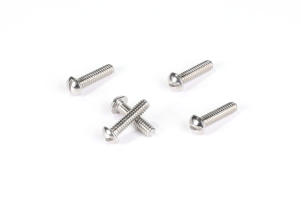 Stainless steel slotted round head machine screws for secure assembly