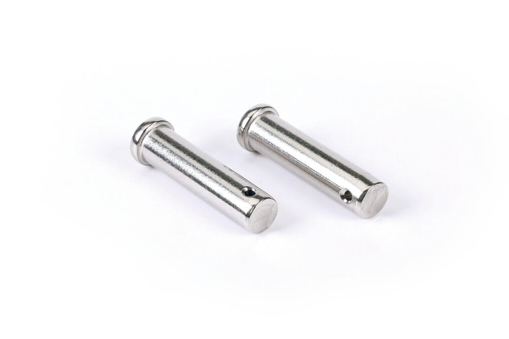 Stainless steel round head positioning pin with a hole for precise alignment and secure fastening