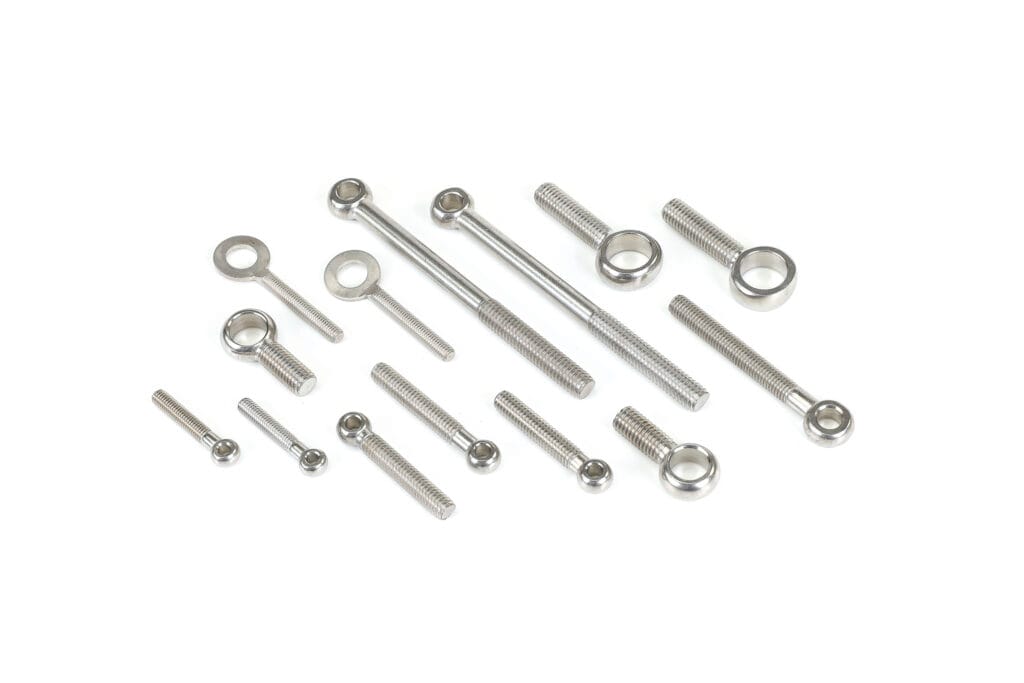 Stainless steel eye bolts and eye screws for lifting and securing