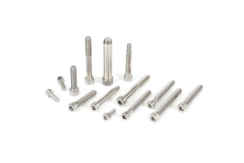 High-strength stainless steel socket cap screws for industrial use.