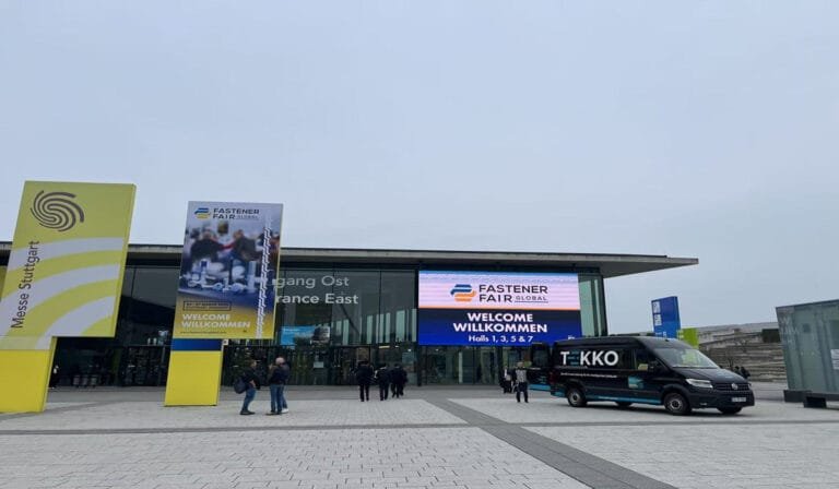 Overview of Fastener Fair Stuttgart 2025 exhibition hall featuring global fastener and stainless steel fastener suppliers.